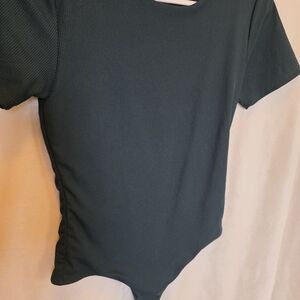 Charlotte Russe Dark Green Ribbed Bodysuit